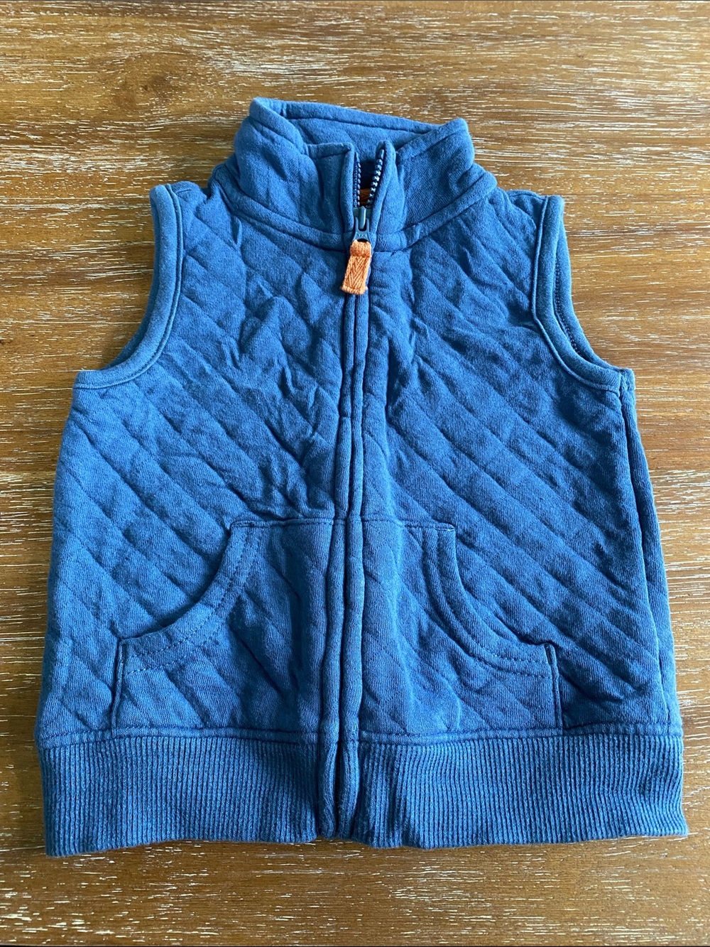Carter’s 12 Month Kids Quilted Blue Zip Front Hoodie Vest